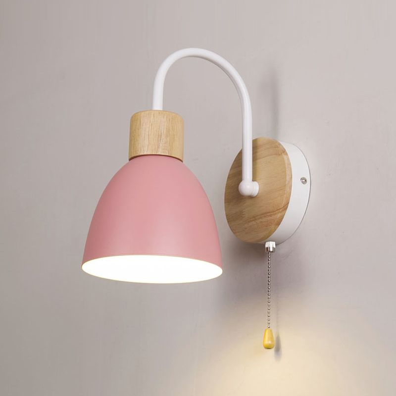 Moderner Stil Flared Leuchtenleuchten Holz 1 leichte Wand montierte Beleuchtung