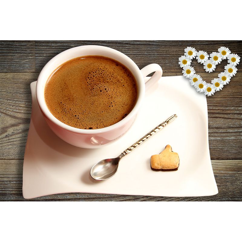 Aroma Coffee Mural Wallpaper Stain Resistant Wall Decor for Coffee Shop, Customized Size