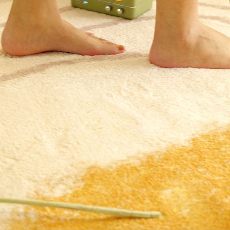 Modern Color Block Rug Polyester Beige Area Carpet Non-Slip Backing Rug for Living Room