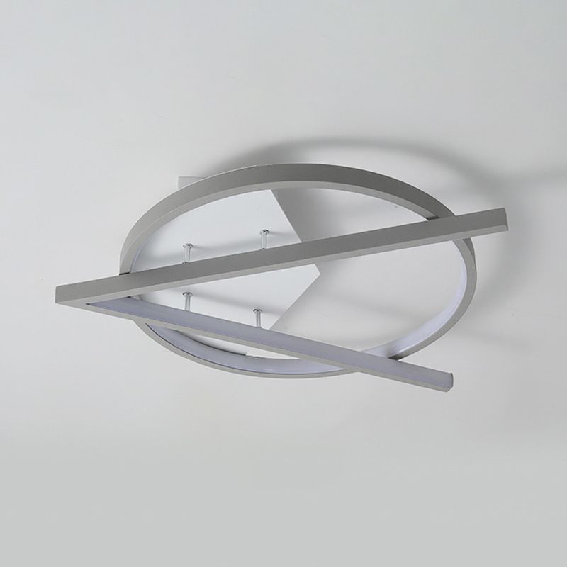 16.5"/20.5" W Hotel LED Flush Light Simplicity Grey Ceiling Mount Lamp with V-O Acrylic Frame, Warm/White Light