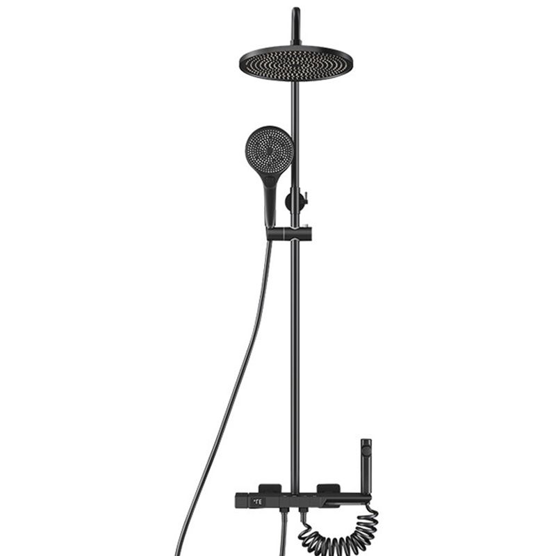 Modern Shower System with Dual Shower Head in Black/White/Gray