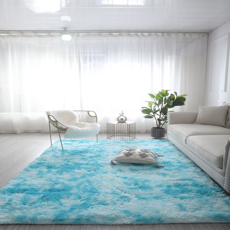 Color Mixed Living Room Carpet Casual Tie-Dye Effect Area Rug Polyester with Non-Slip Backing Rug