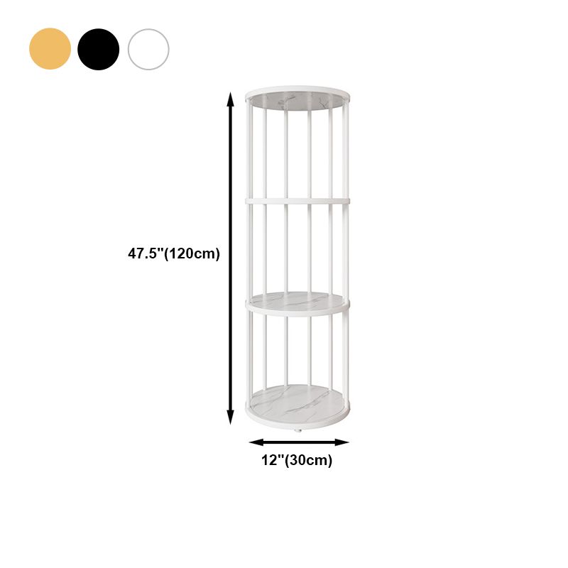 Urban Vertical Corner Bookshelf Iron Frame White Manufactured Wood Shelf Bookcase