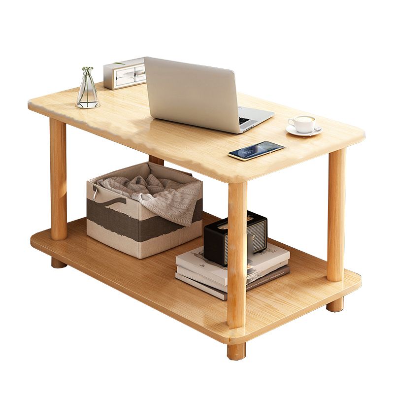 Contemporary Side Table Double Tier Wood Accent Side Table with Shelf