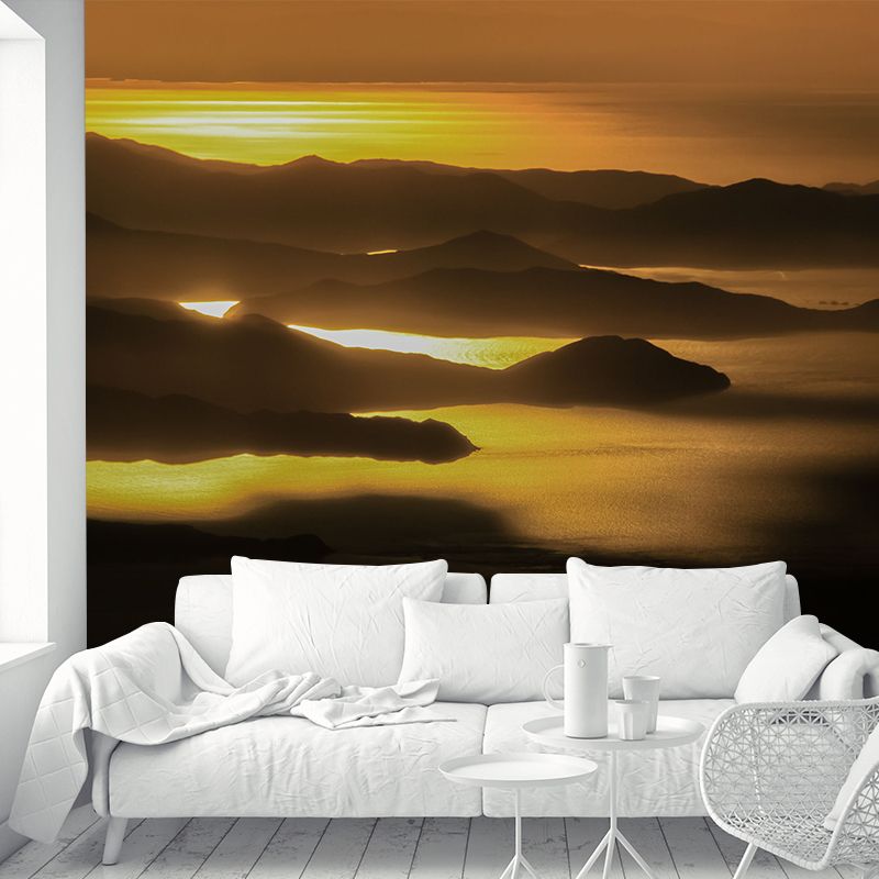 Non-Woven Washable Mural Modern River Mountain in the Evening Glow Wall Covering