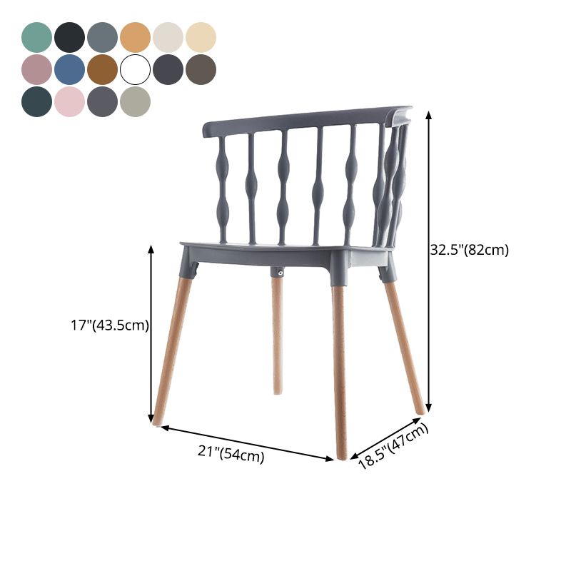 Chaise d'appoint scandinave à dossier Windsor en hêtre, couleurs acidulées, chaise de salle à manger en bois (Ensemble de 4)