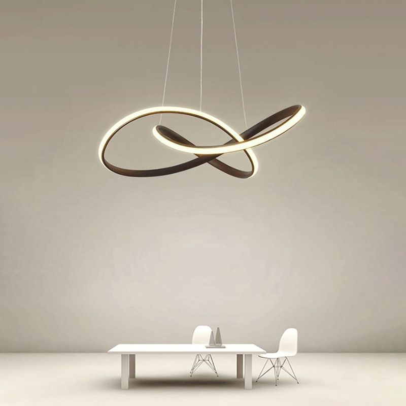 Modern Metal Chandelier Light Fixtures Spiral 1-Light Suspension Pendant Lamps