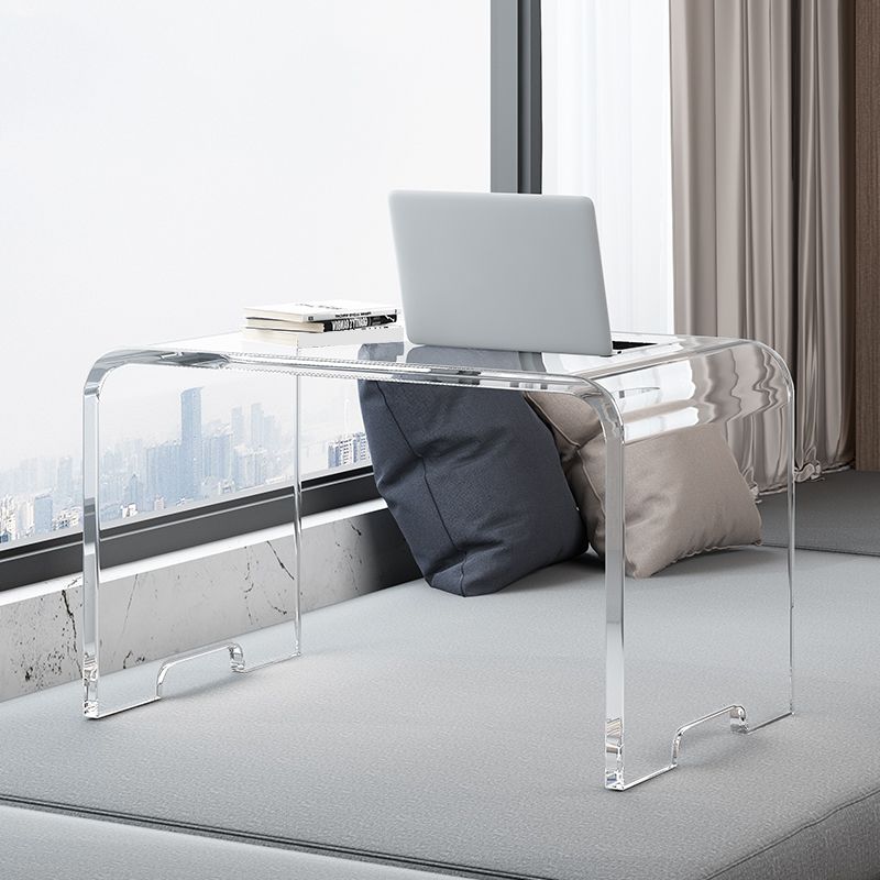 Contemporary Acrylic Side End Snack Table in Clear with Sled Base