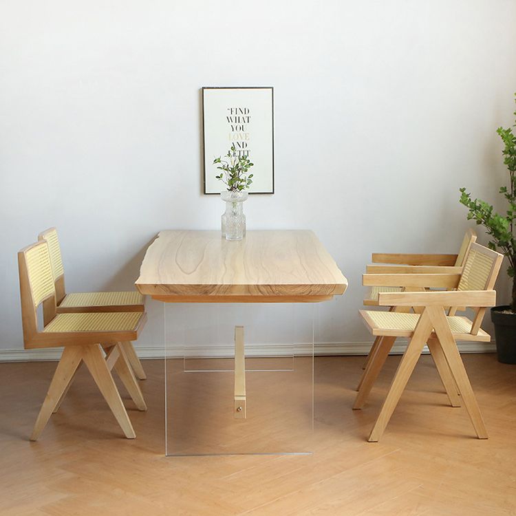 Rectangle Trestle Dining Table Modern Pine Wood Table for Kitchen