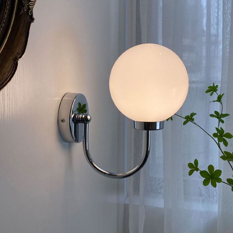 Modernism Single Golden/Chrome Wall Mounted Sconce Glass Wall Light for Bedroom