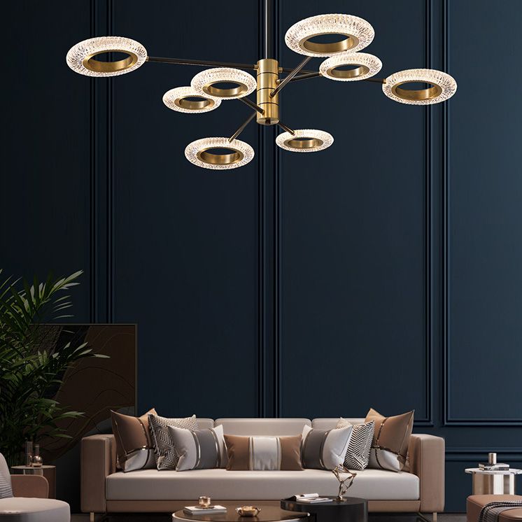 LED Chandelier Modern Style Hanging Lights in Copper for Living Room Dinning Room