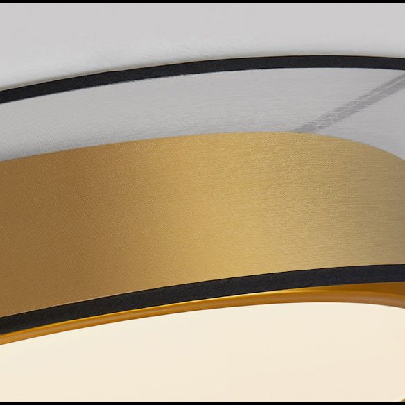Plafonnier encastré à tambour en tissu moderne, plafonnier LED pour chambre à coucher en laiton