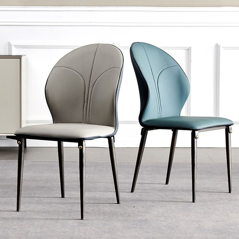 Sillas de comedor de metal de estilo moderno, sillas laterales sin brazos con respaldo de cocina