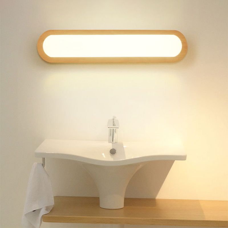 Langwerpige badkamer ijdelheid spiegellamp houten led LED Noordse wandmontage licht in beige