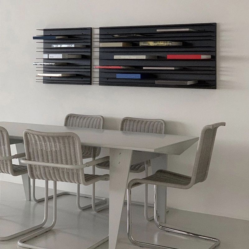 Industrial Closed Back Bookcase Floating Metal Bookshelf with Shelves