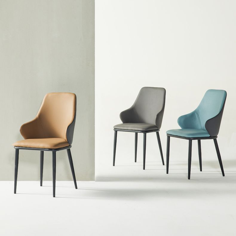 Fauteuil en cuir de restaurant contemporain, finition mate, chaise de salle à manger Parsons