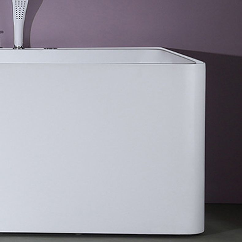 White Acrylic Rectangular Bath Tub Whirlpool Stand Alone Tub with Faucet