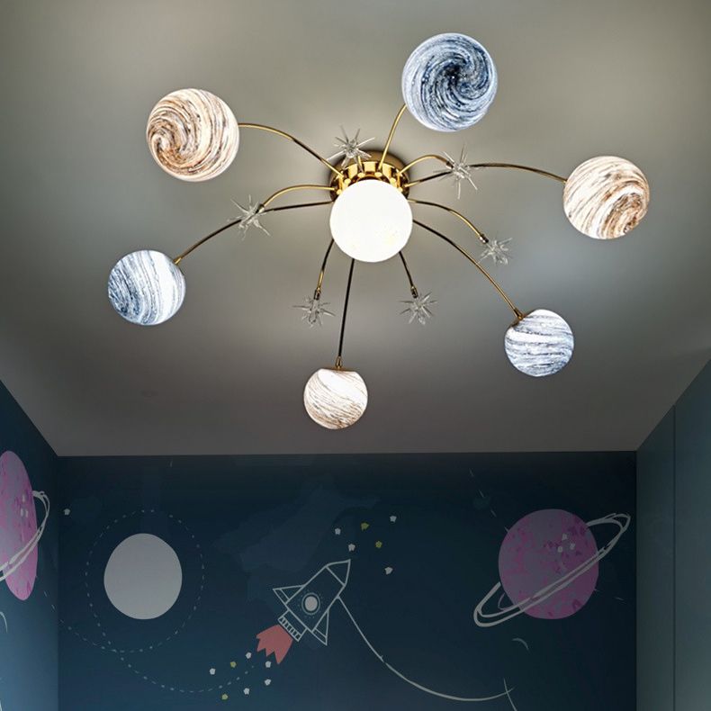 Modern Ceiling Light Glass Shade Flush Mount Lighting Fixture for Bedroom