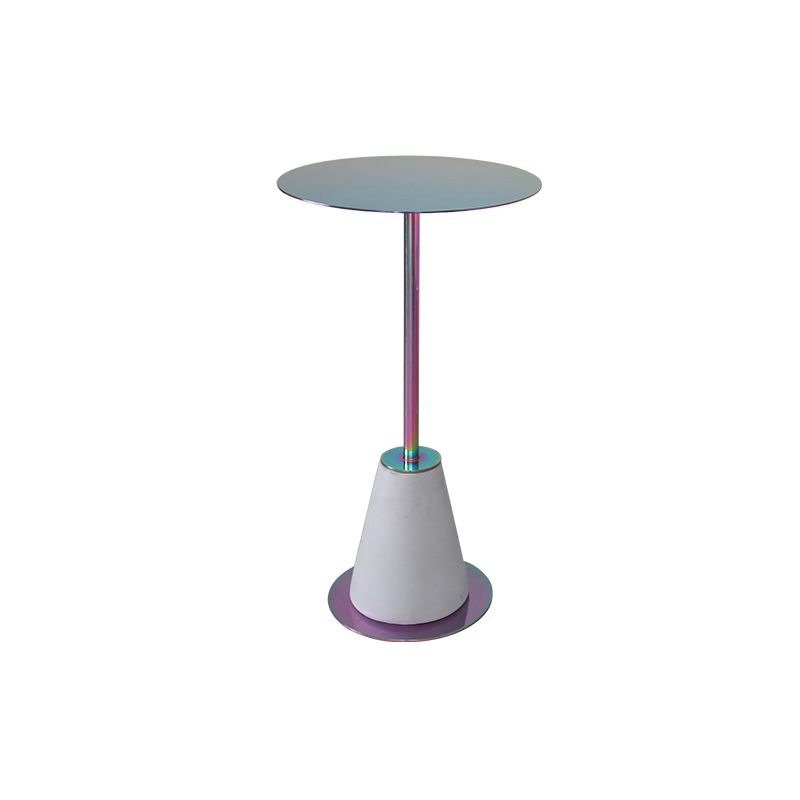 Pedestal 1 Single Coffee Table Mid-Century Modern Cocktail Table with Metal Top