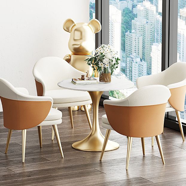 Modern Style Round Dining Table Sintered Stone Table with Tulip Base