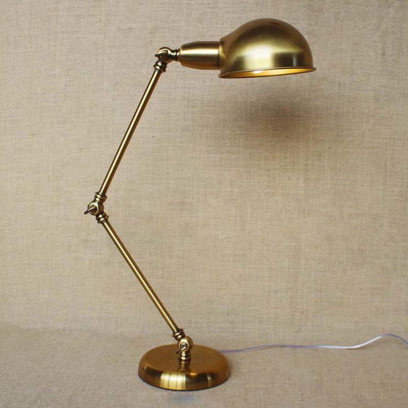 1 iluminación del escritorio del brazo oscilante con sombra de domo industrial/lámpara de lectura de metal cromado