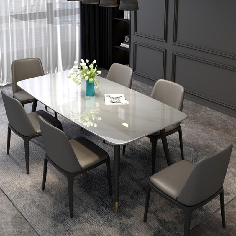 Luxury Sintered Stone Top Dining Table Rectangle White Table with 4 Legs