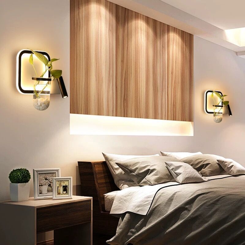 Dekorative Schleife geformte Wandleuchte Metall-LED-Wandleuchte mit Scheinwerfer und Pflanzentopf in Schwarzweiß