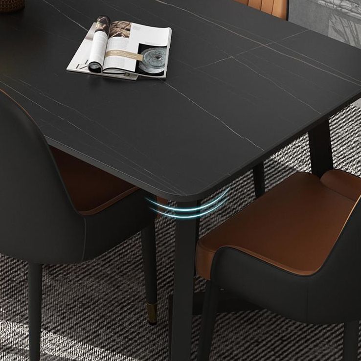 Industrial Rectangle Dining Table Matte Finish Dinette Table with Metal Sled Base