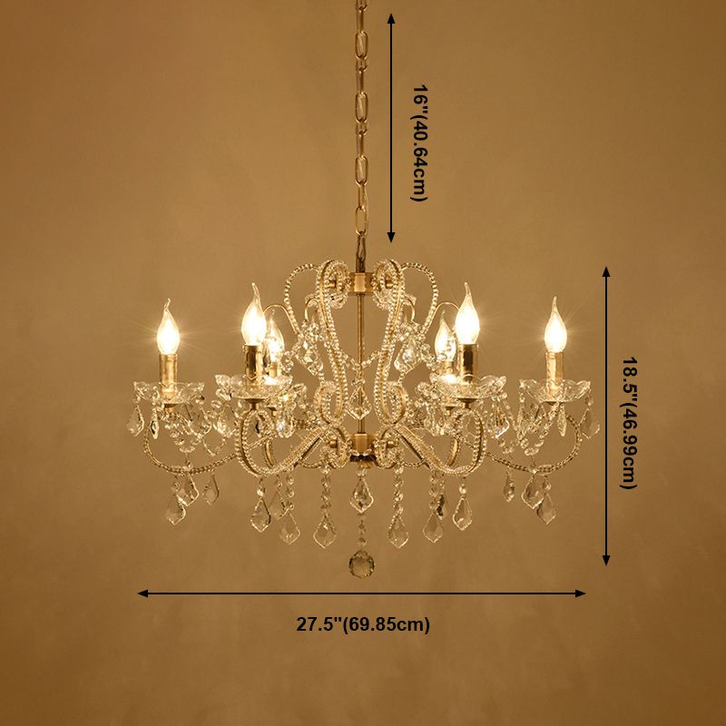 Traditional Hanging Ceiling Lights Gold Crystal Candle Hanging Pendant Lamp