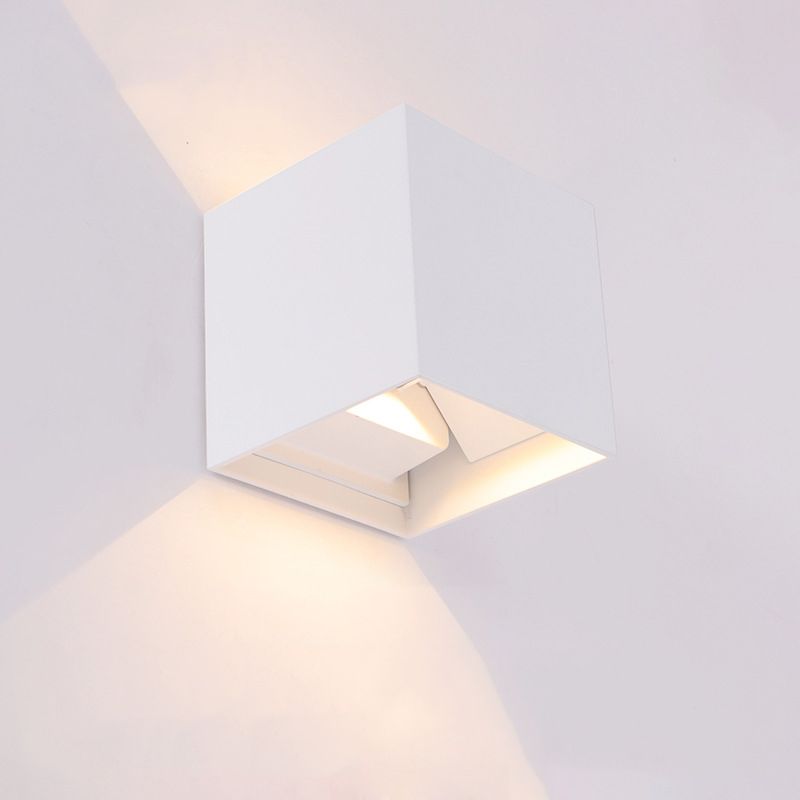 2-Lights Sconce Light Fixture Modern Style Geometric Aluminum Wall Mounted Light in Black and White