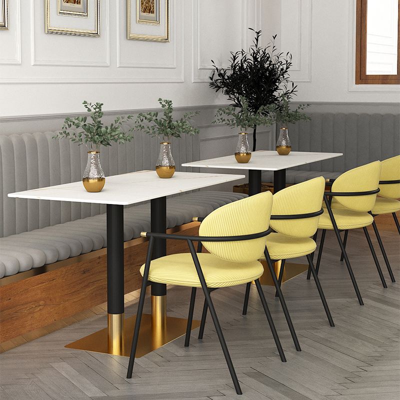 Contemporary Kitchen Dining Arm Chair Black Legs Open Back Dining Chair