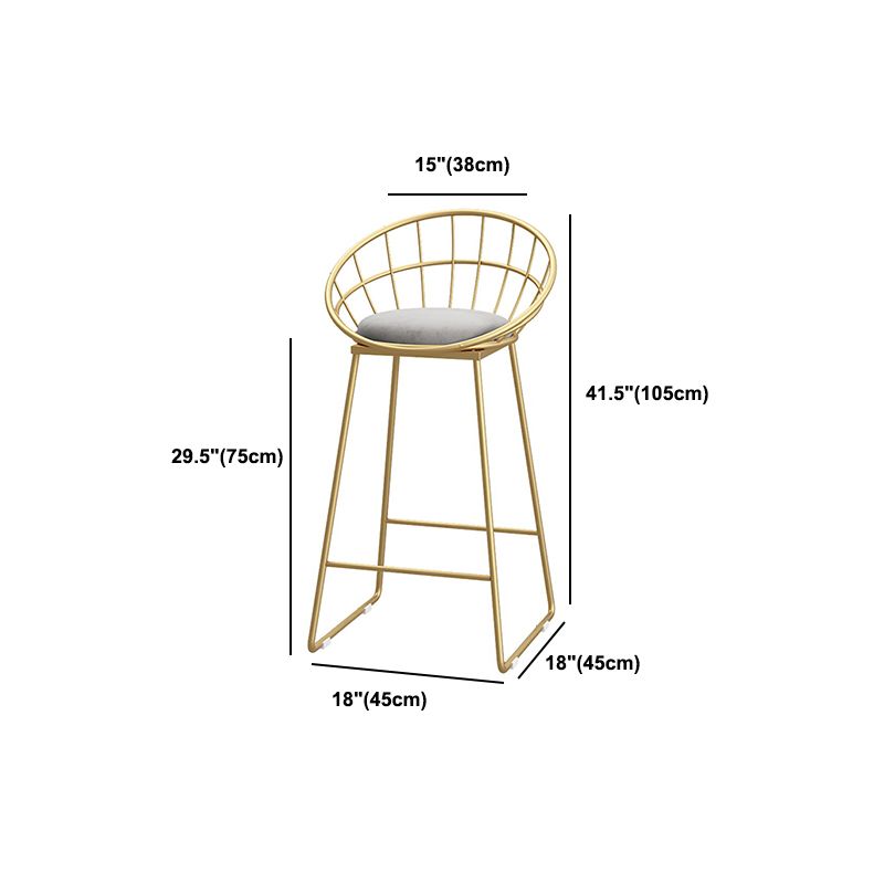 Low Back Indoor Counter Stools Glam Upholstered Footrest Counter Height Stool