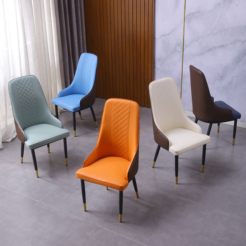 Minimalist Style Upholstered Side Chair Leather Dining Armless Chair for Home Use