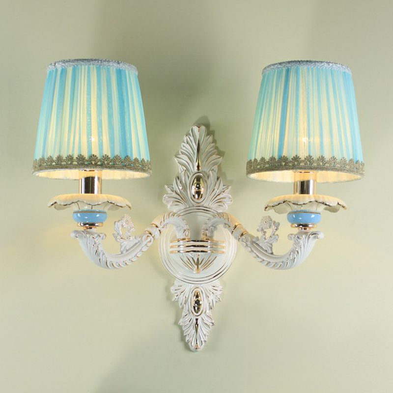 Candle Style Wall Lamp Vintage Metal Wall Light Fixture with Lampshade for Bedroom