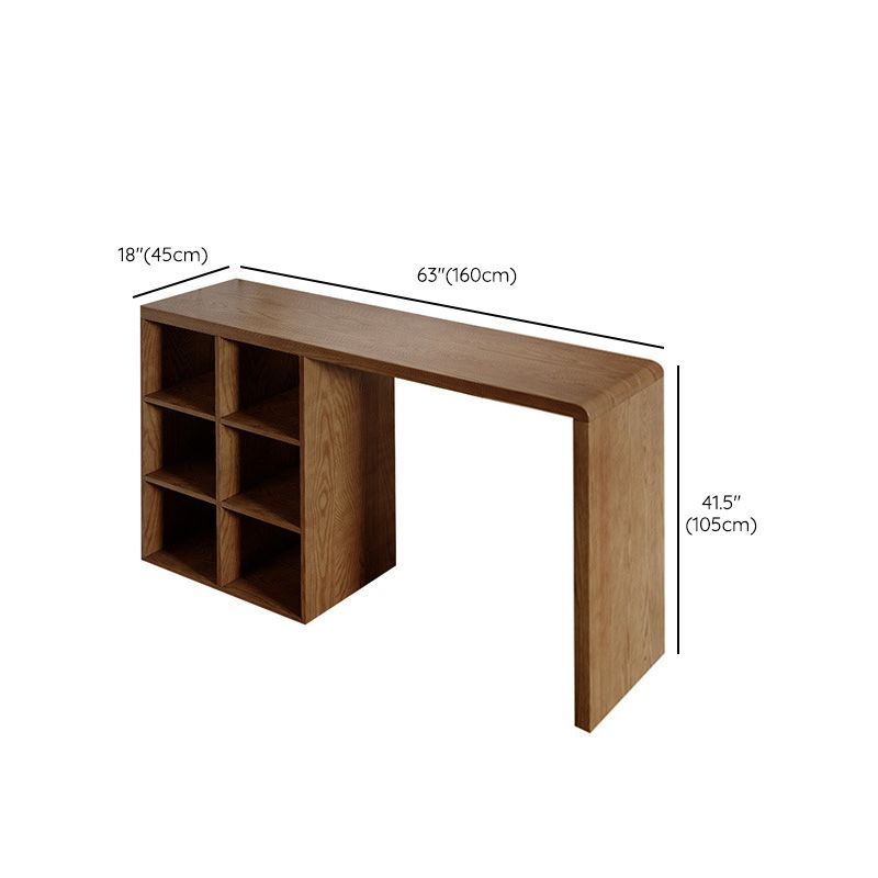Modern Style Bar Table Pine Solid Wood Double pedestal Bar Dining Table with Storage