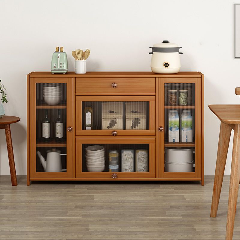 Contemporary Sideboard Cabinet Bamboo Sideboard Table with Drawers for Dining Room