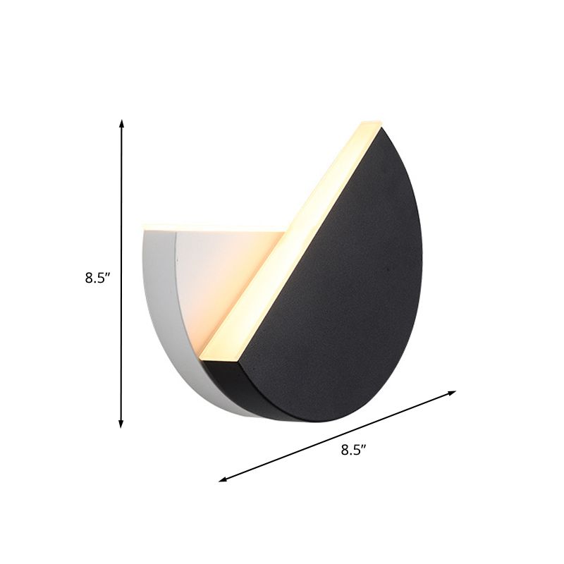 Modernism Double Semicircle Wall Mount Light Metal LED Bedroom Wall Lamp Sconce in Black and White