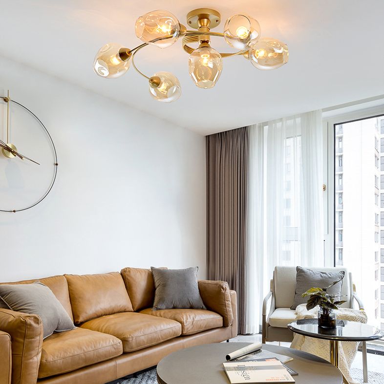 Minimalist Cup Ceiling Light Nordic Glass Shade Ceiling Mounted Fixture for Living Room