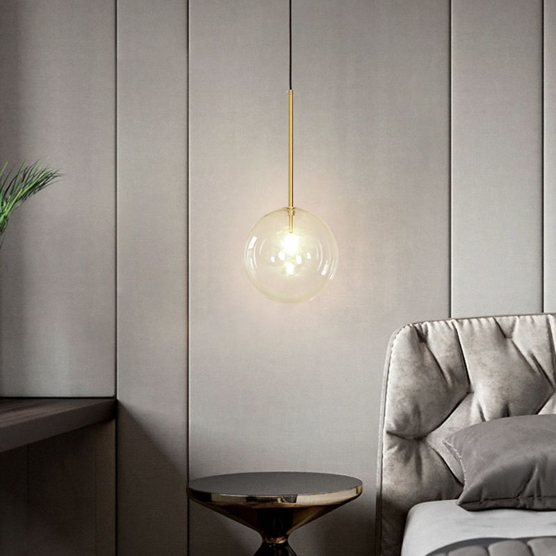 Moderne globale Hanglampenstange klare Glasanhänger Deckenleuchte mit 1 Licht