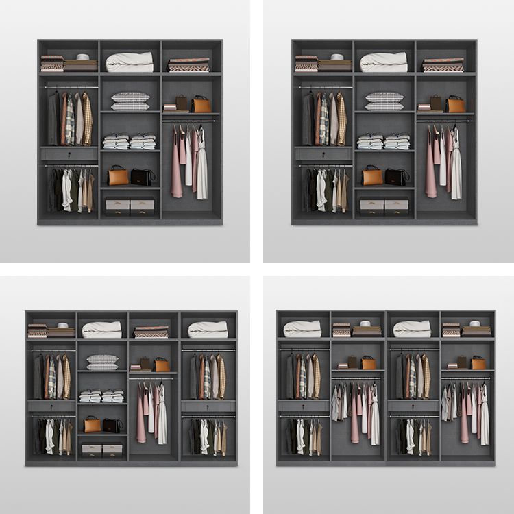 Contemporary Style Wood Wardrobe White Colour Wardrobe Closet with 1 Drawer