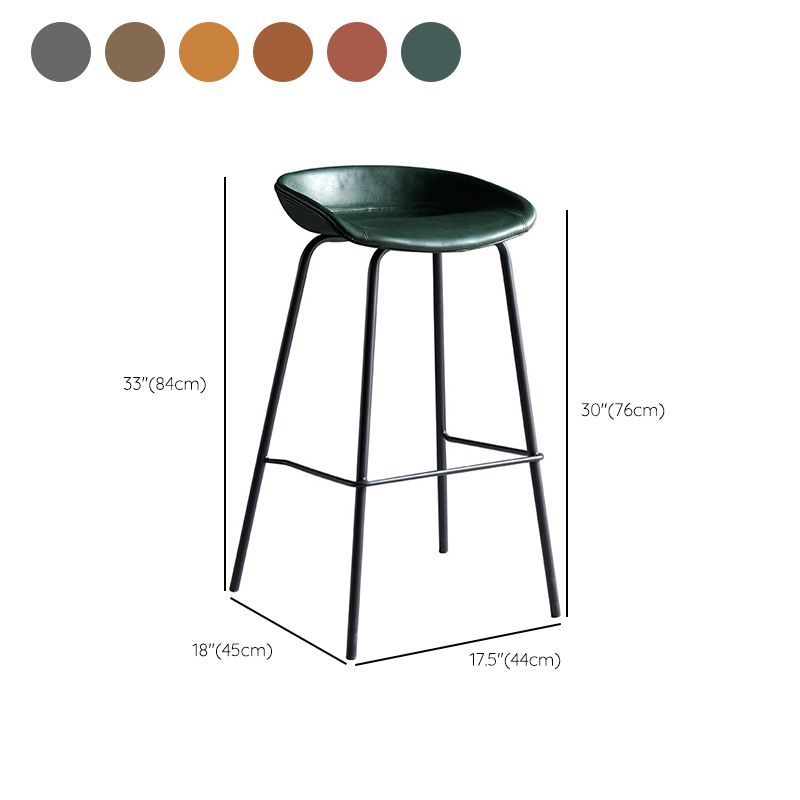 Contemporary PU Leather Bar-stool Bucket Seat Counter Bar Stool with Metal Legs