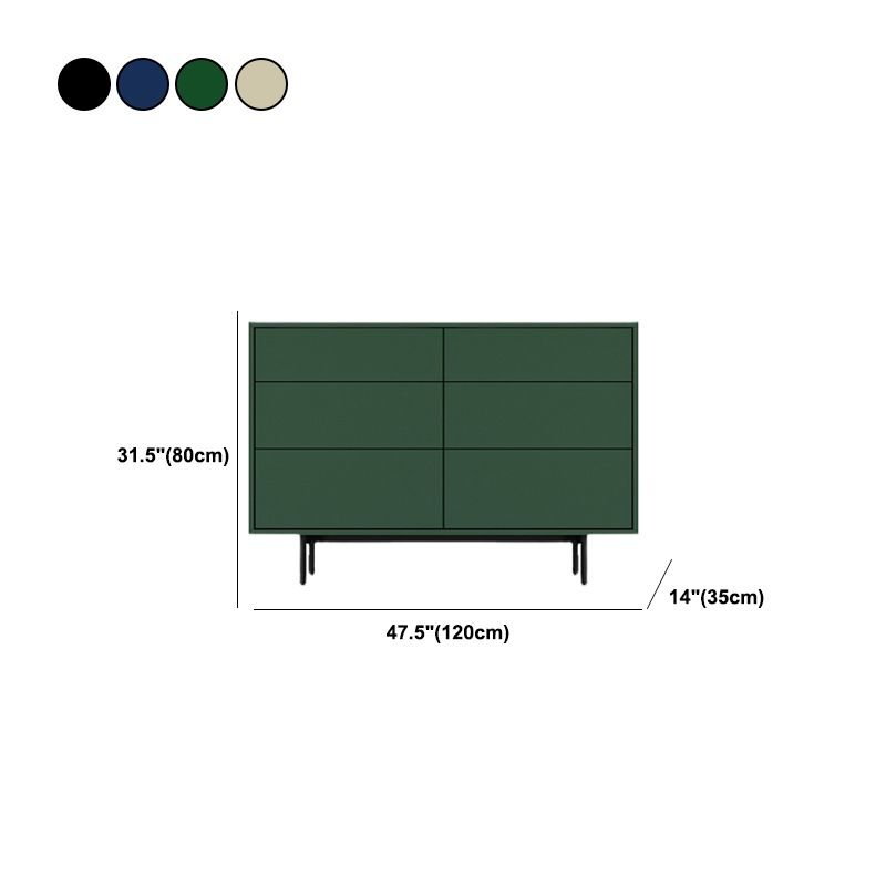 13.77" Wide Modern Accent Chest with 6 Drawers and 4 Straight Black Legs