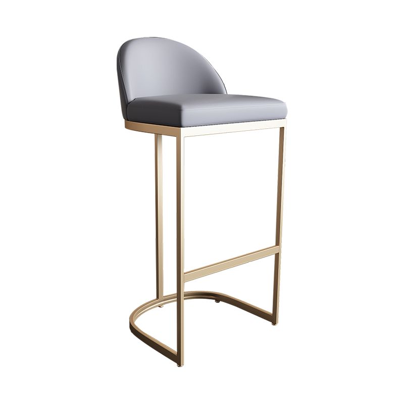 Glam Faux Leather Bar Stools Armless Dining Stools with Metal Base