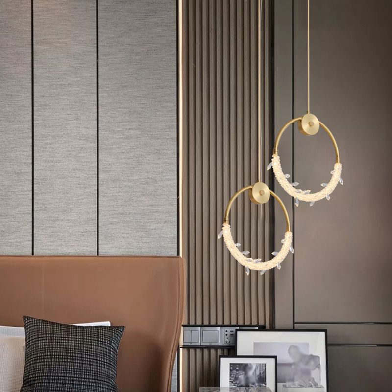 Kupferring -Anhänger Lichtkristall zeitgenössische LED Hängende Leuchten