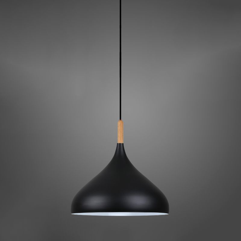 Modern Wooden Top Pendant Light, Minimalist Teardrop Shade Hanging Lamp for Living Room Bedroom