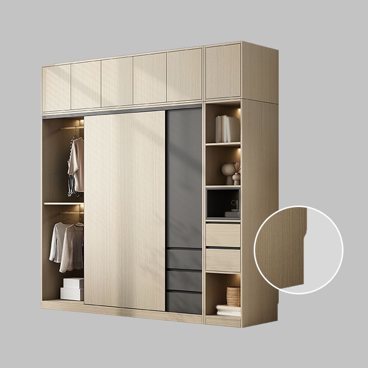 Engineered Wood Wardrobe Armoire Modern Sliding Door Wardrobe