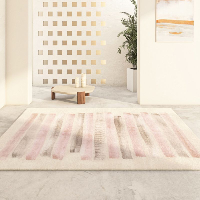 Light Pink Casual Rug Polyester Color Block Rug Washable Indoor Rug for Living Room