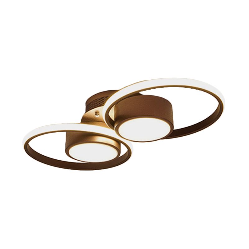 Modernism 2/4/6 Lights LED Ceiling Flush Mount Light with Acrylic Shade Brown Round Ceiling Light Fixture in Warm/White Light