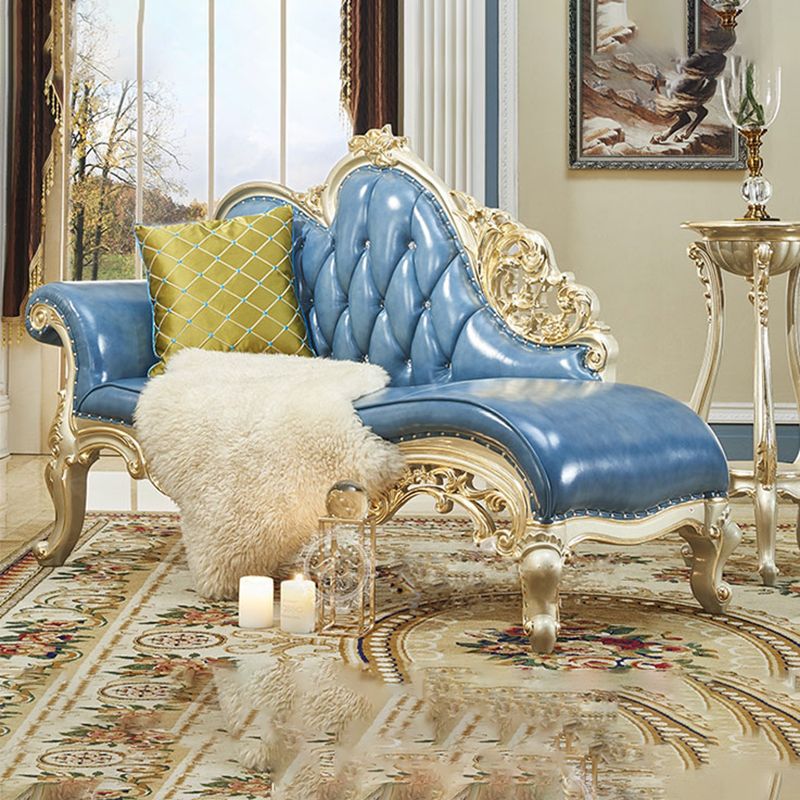 Traditional Genuine Leather Chair One Armed Rolled Arms Accent Chaise
