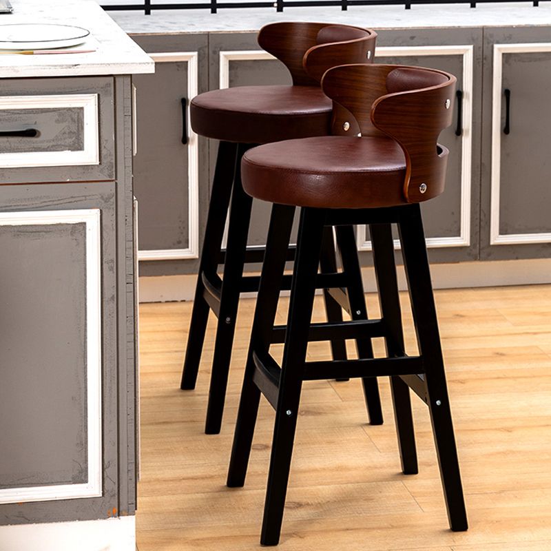 Solid Wood Bar Stools Industrial Style Armless Stool with Low Back